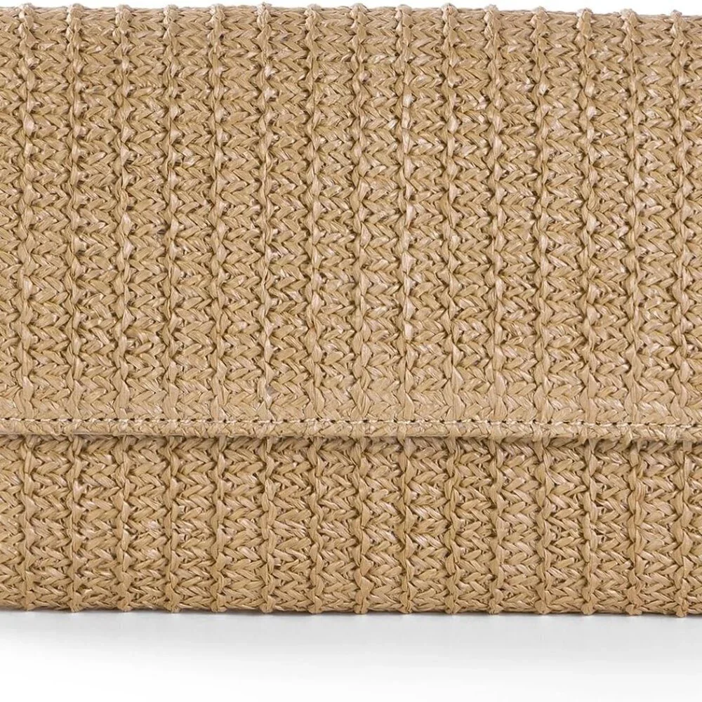 Straw Clutch Purse Shoulder Bag Envelope Style Summer Beach Travel Accessory